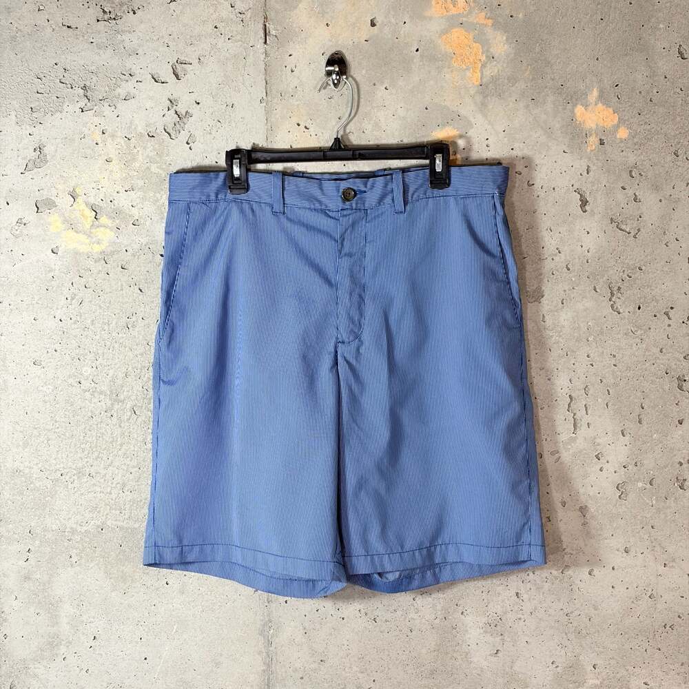 14th & Union Men's Blue Striped Flat Front Performance Golf Shorts 36